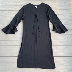 Candy Black Sparkly Open Ruffle Sleeve Cardigan L